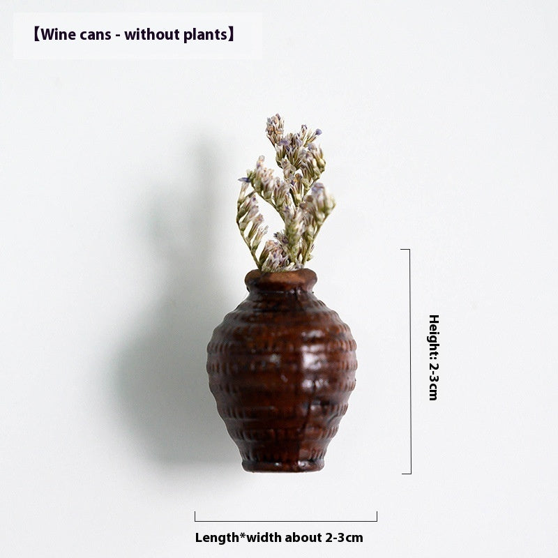 Brown textured vase with dried lavender on a white background, dimensions indicated.