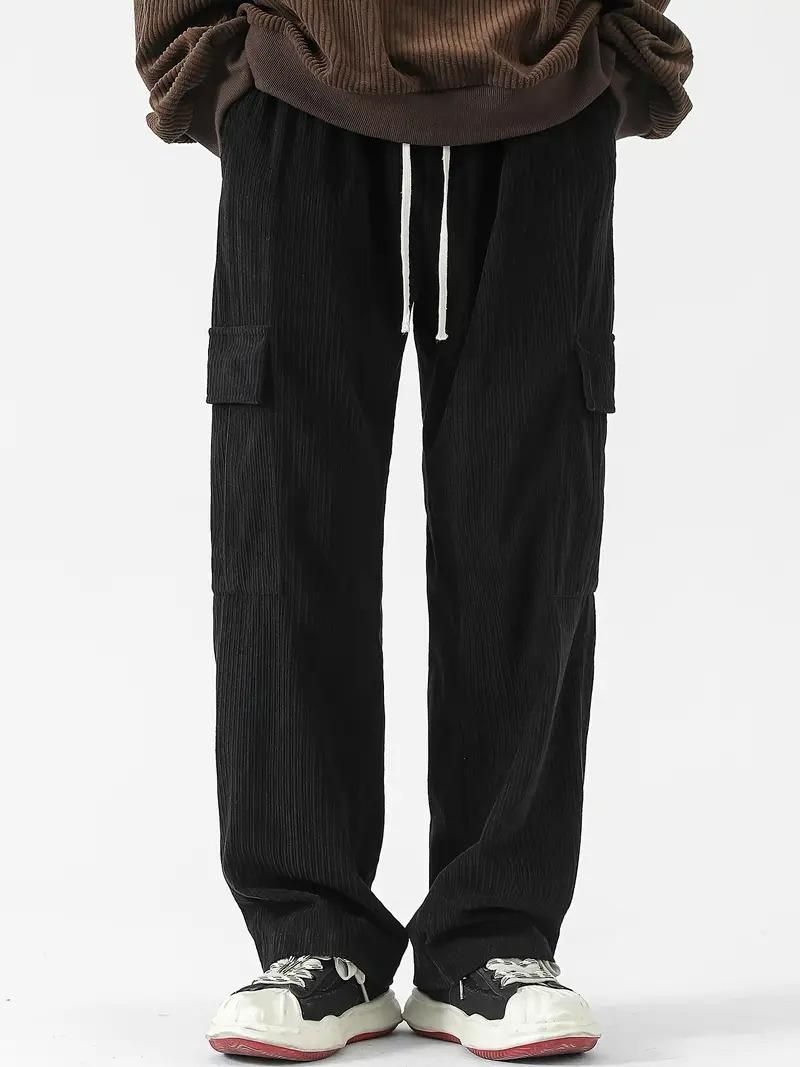 Men’s Corduroy Cargo Pants – Pack of 2 | Stylish Cotton Blend Solid Casual Pants for Men