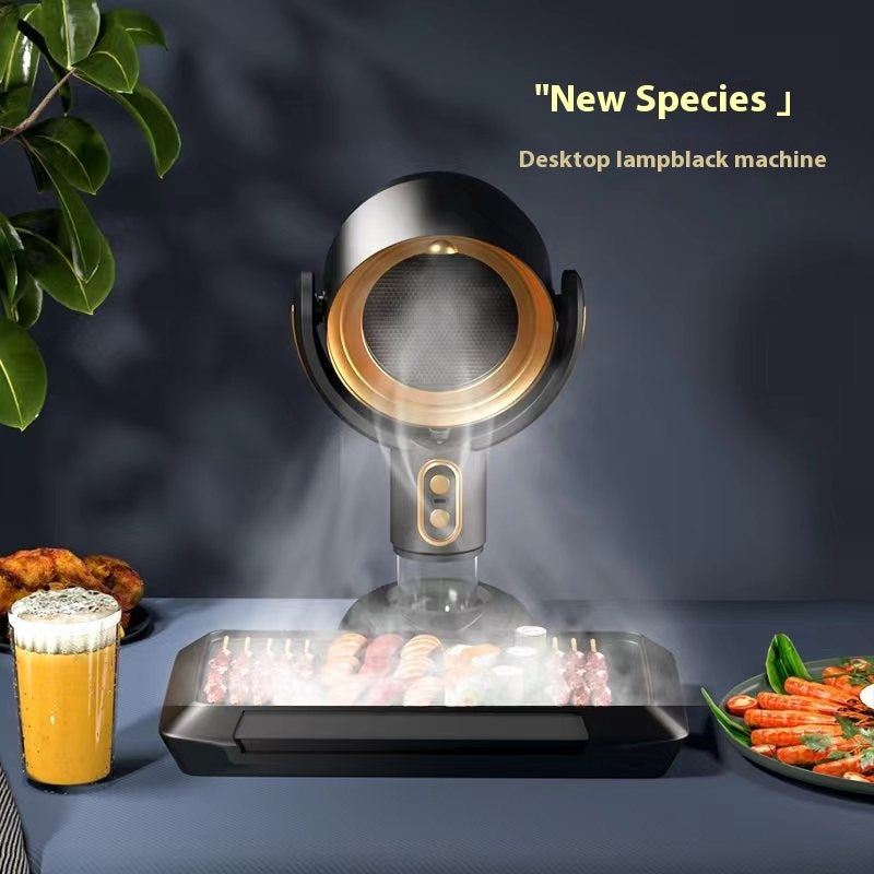 Desktop lampblack machine with food items on a table, labeled 'New Species'.