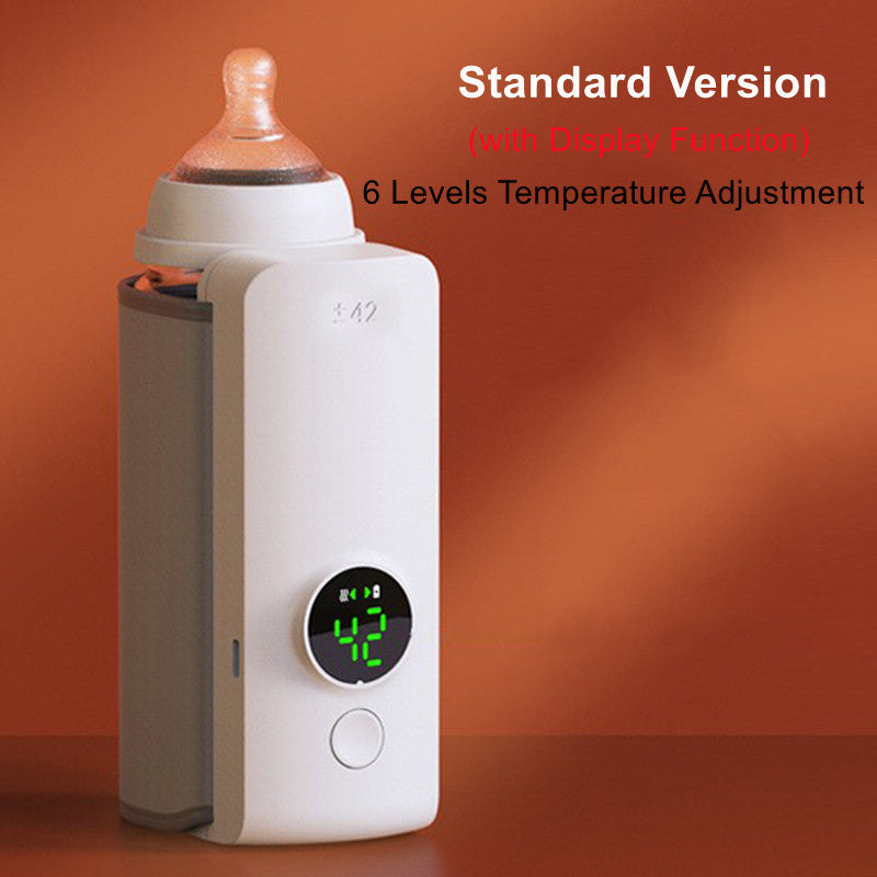 Baby bottle warmer with digital display on an orange background