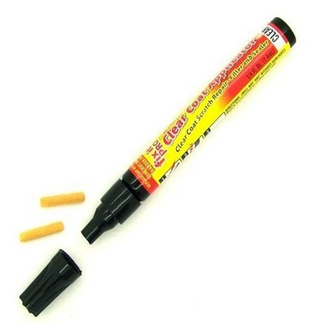 Car scratch repair pen with applicator tips on a white background