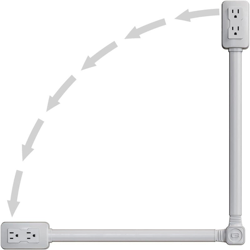Extendable power strip with outlets on a white background
