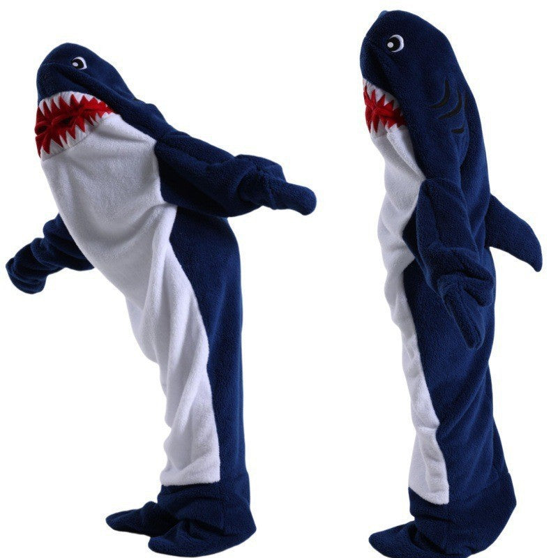 Two shark-themed costumes on a white background
