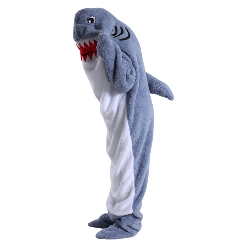 Shark-themed onesie on a white background
