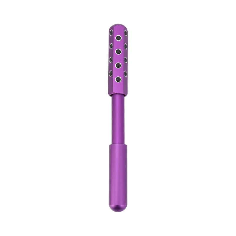Purple tool with circular holes on a white background