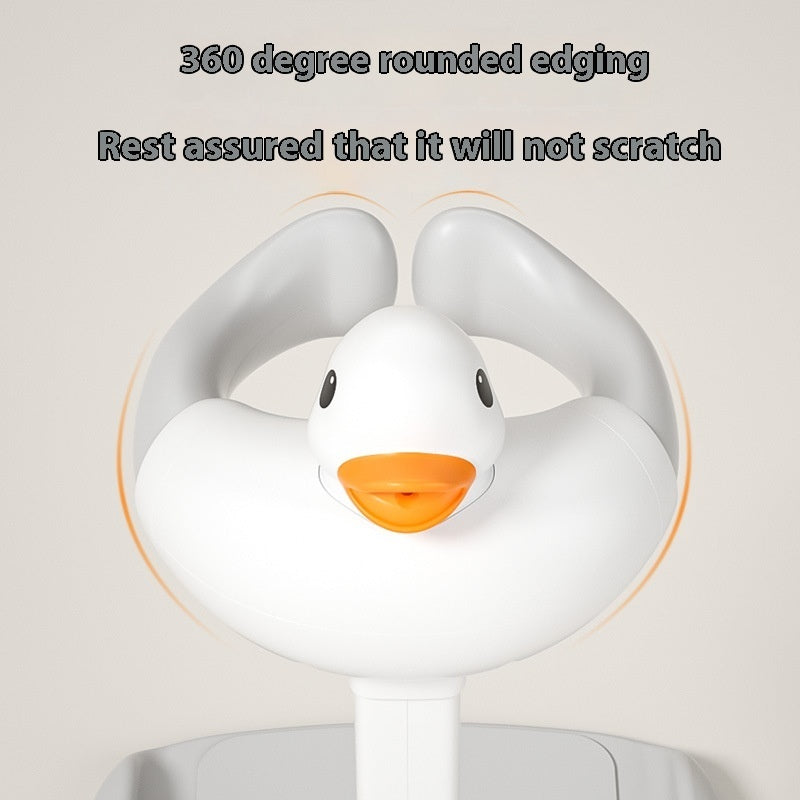 White duck-shaped product with rounded edges on a light gray background