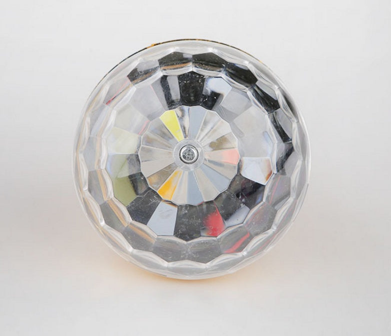 Decorative glass knob with multicolored pattern on a white background