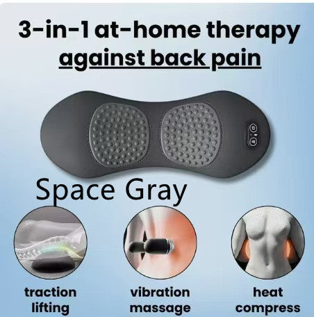 3-in-1 at-home therapy device for back pain with space gray color on a light blue background.