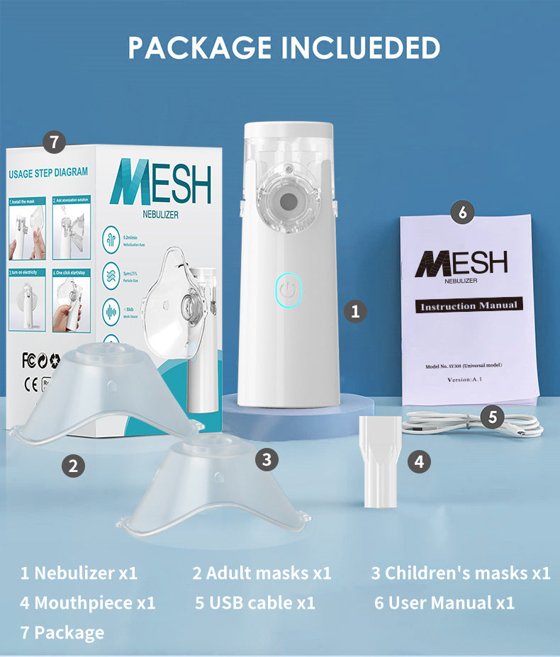 Portable Ultrasonic Nebulizer for Children – Handheld Silent Mesh Atomizer for Home 