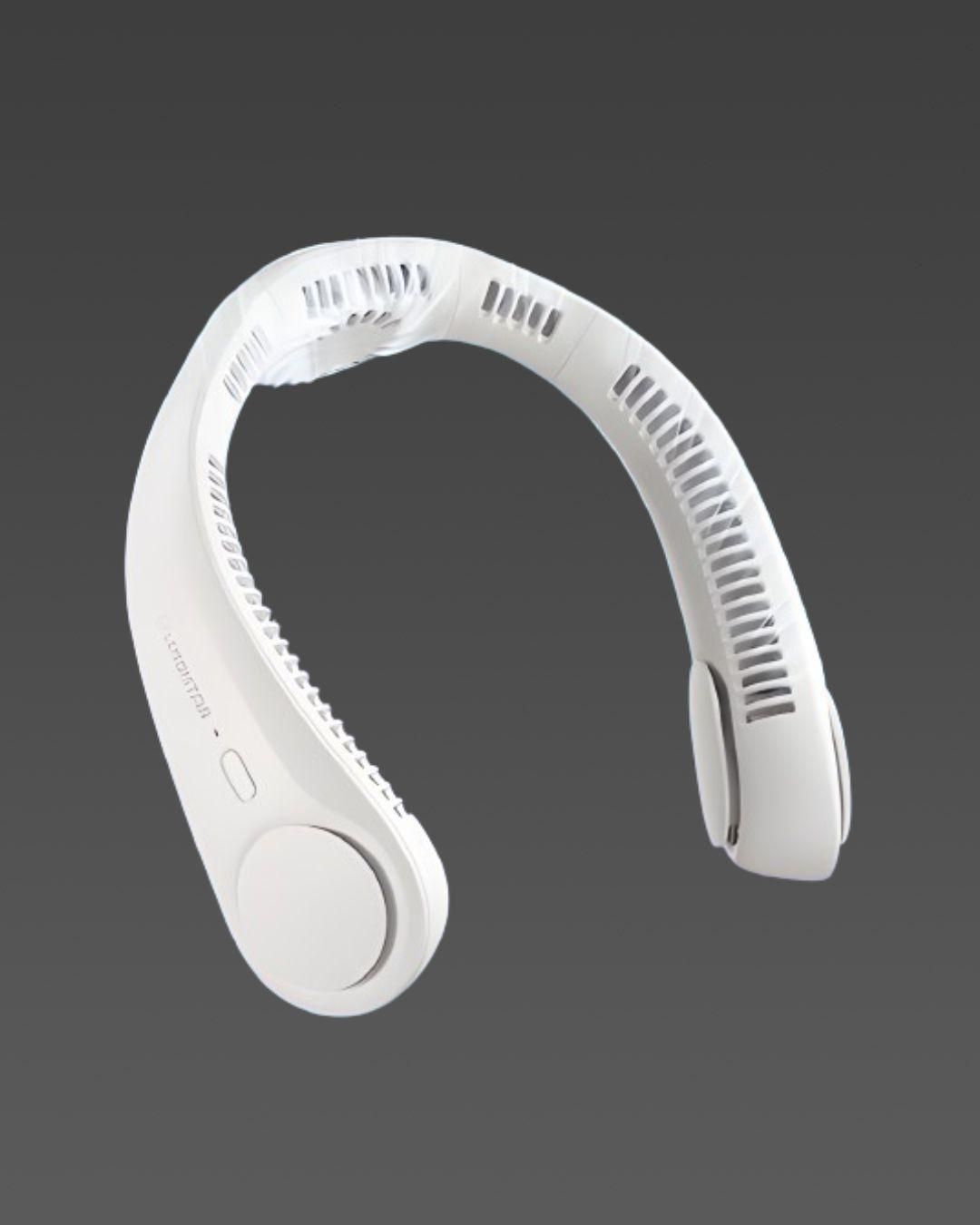 White neck massager on a dark gray background
