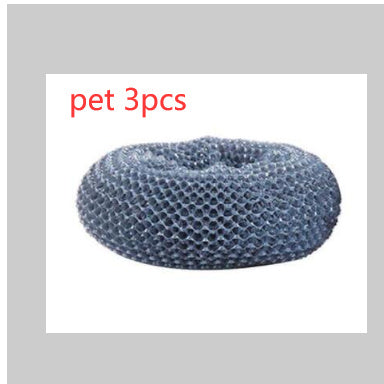 Blue donut-shaped pet toy with 'pet 3pcs' text on a gray background