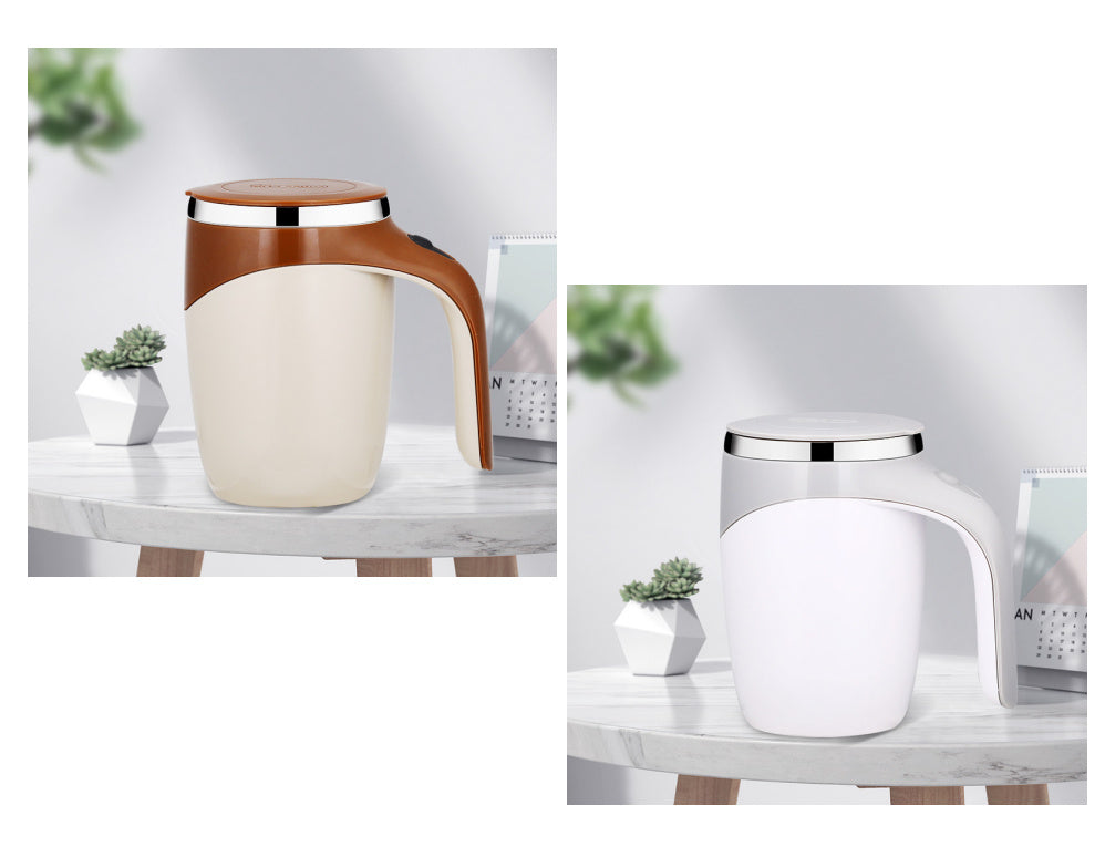 Two different designs of a modern coffee maker on a white surface with a blurred background.
