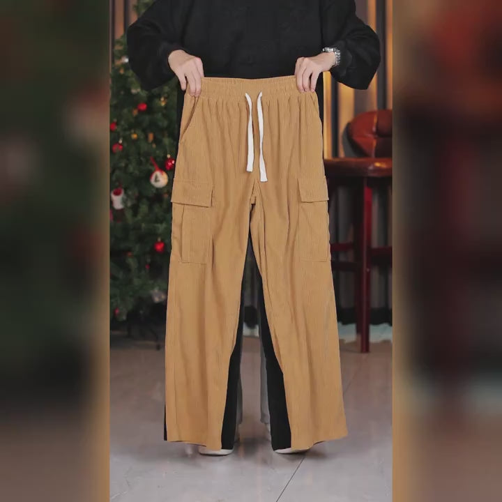 Men’s Corduroy Cargo Pants – Pack of 2 | Stylish Cotton Blend Solid Casual Pants for Men