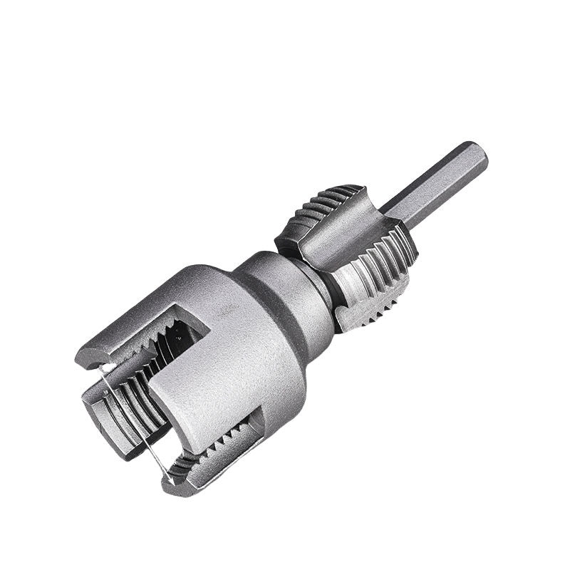 Metal drill bit on a white background